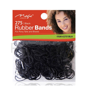 Magic 275 Black Rubber Bands For Hair and Pony Tails 
