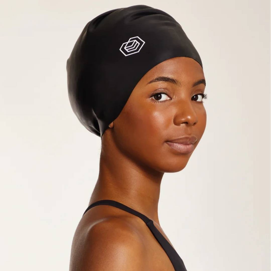  Soul Cap Large Black Swim Cap For Long Hair- AQ Online